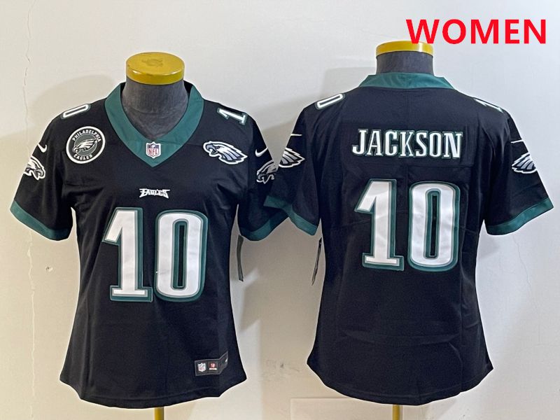 Women Philadelphia Eagles 10 Jackson Black Second generations 2025 Nike Vapor Limited NFL Jersey style 6